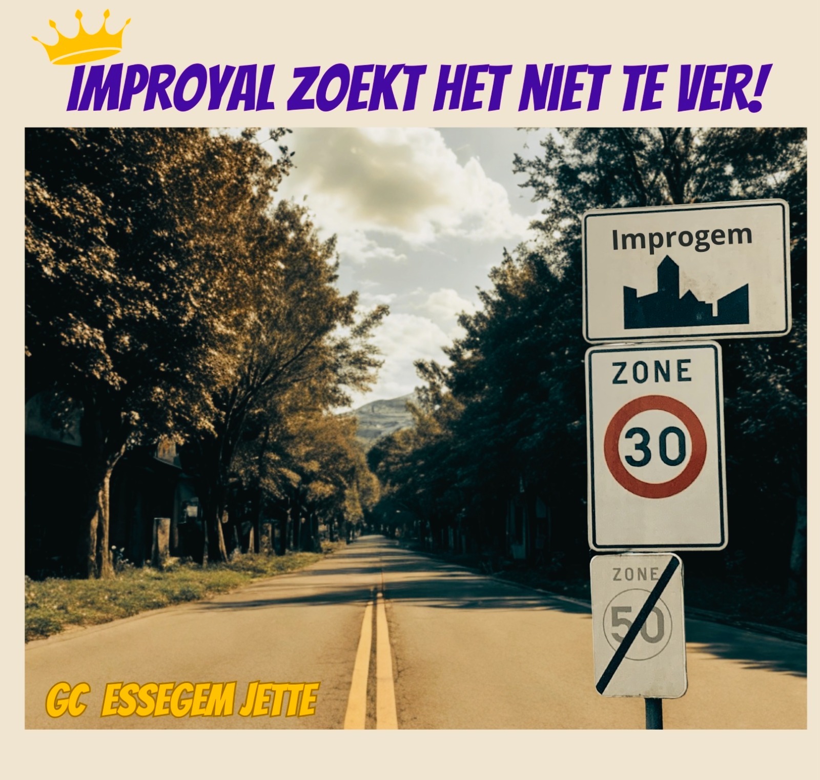 impRoyal zoekt het niet te ver. Titel boven afbeelding van bebouwde kom